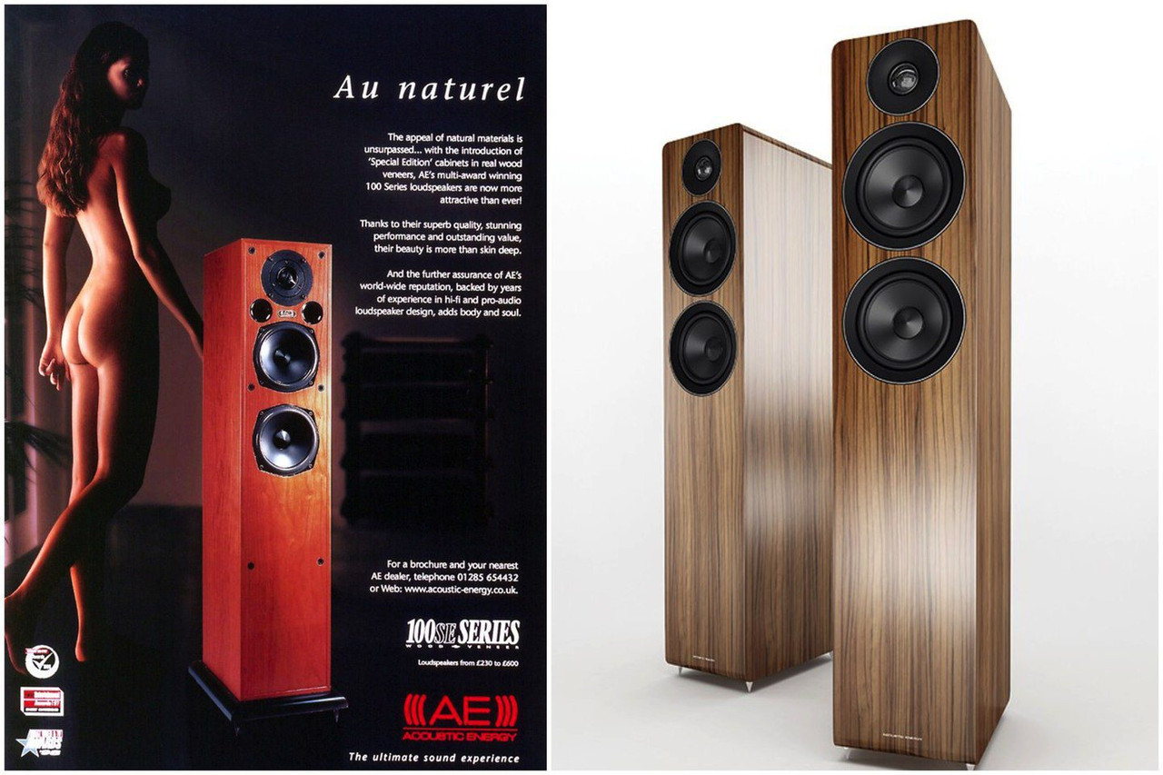 Слева — рекламный журнальный модуль конца 90-х колонок Acoustic Energy 109. Справа — новая версия 109-й модели, которая выйдет в этом году. Как она будет рекламироваться — мы пока не знаем